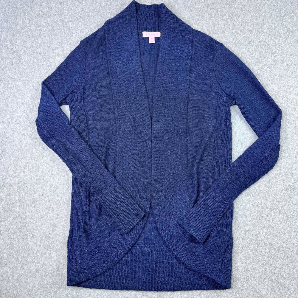 LILLY PULITZER Navy Blue Amalie  Open Circle Cardigan Sweater Sz XS Nautical‎